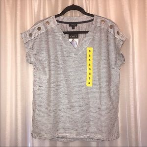 Jones New York NWT V-Neck Textured Popover Short Sleeve Top Small